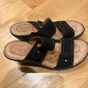 Born suede slide sandals brown block heel sz 8